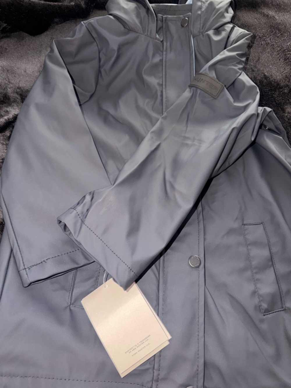 Hunter Brand Kids Hooded Rain Jacket - Slate Gray / Navy Blue